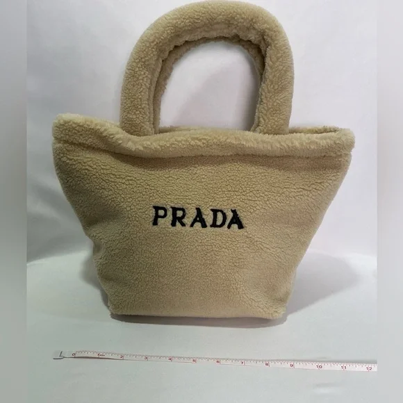 Prada Tan Teddy Bear Shearling Tote Bag - Picture 6 of 10